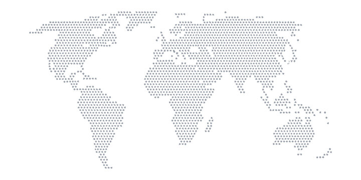 World map earth globe dot pattern 3D icon, halftone pixel texture global business geography international travel abstract political concept vector illustration