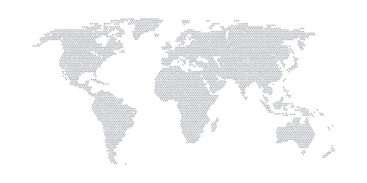 World map earth globe dot pattern 3D icon, halftone pixel texture global business geography international travel abstract political concept vector illustration