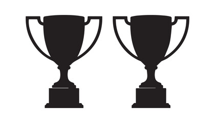 black and white silhouette of trophy set very high quality vector illustration. © dinesh