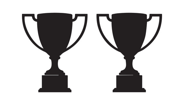 black and white silhouette of trophy set very high quality vector illustration.