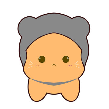 Cute Orange Cat with Bear Hat PNG Illustration