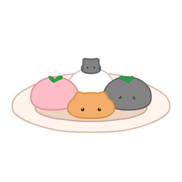 Cute Dango with Pastel Colour PNG Illustration
