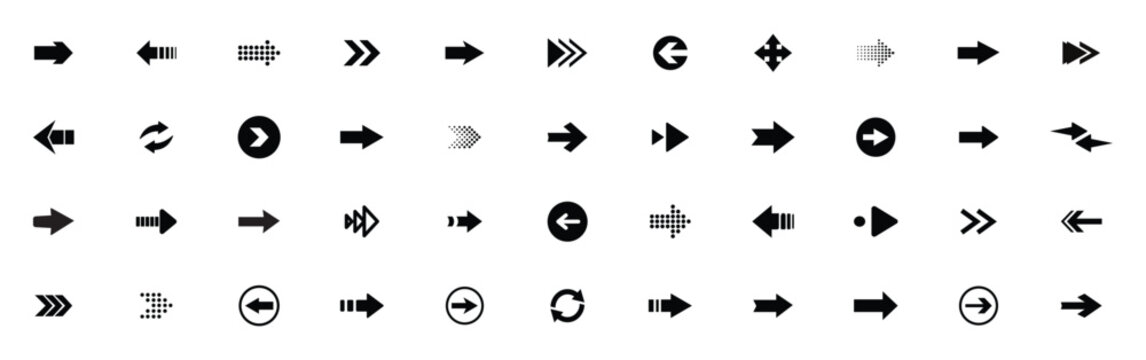 Arrow icon set. arrow. cursor. Modern simple arrows.  Arrow big black set. Vector illustration. different arrow signs, black arrows icons.