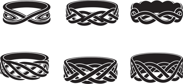 Celtic knot ring designs in black and white