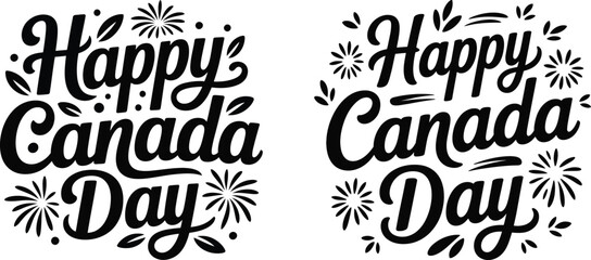 Happy Canada day typography vector design, hand lettering Canada day quote with maple leaf and Canadian flag for t shirt print and sticker © noorskills