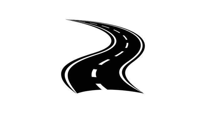 Black asphalt road with white markings.