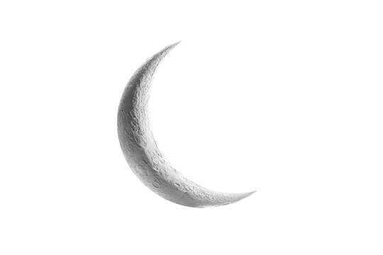 Boho crescent moon set, centered decorative celestial elements, isolated on transparent background