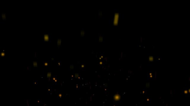 ash dust star effect hundred particle element line with low gravity and fly to top on the black screen