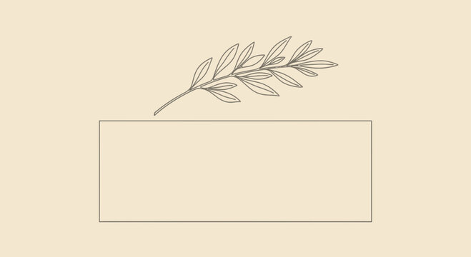 Minimalist olive branch illustration over rectangle for text placement