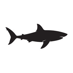 Obraz premium Great White Shark Side View Silhouette Isolated on White Background