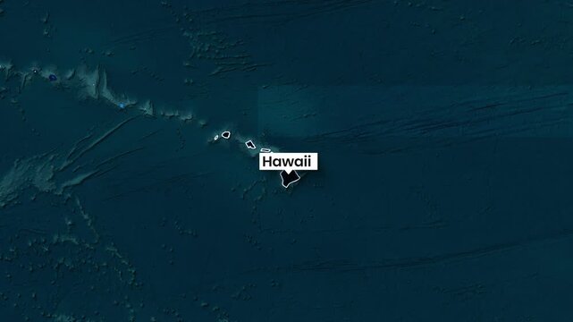 Animated geographic map revealing Hawaii's location within the expansive Pacific Ocean