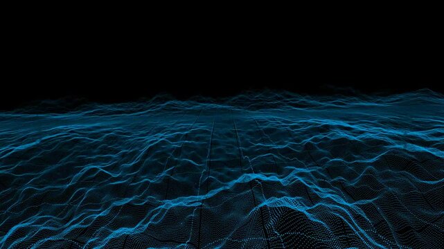 Futuristic light blue digital monitor seacrhing on high wave elements