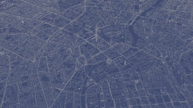 3D looped animation of city - Berlin Germany