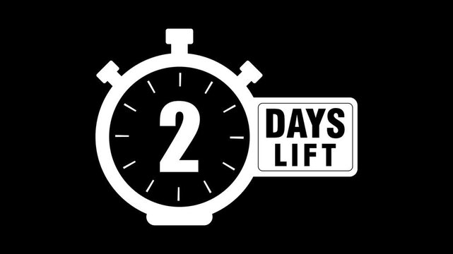 7 days lift count 2D animation motion graphics template 1 week running numbers counting days, 0-to-7-day counting, zero to 7. 4K HD white text video with chroma key, black, background green screen.