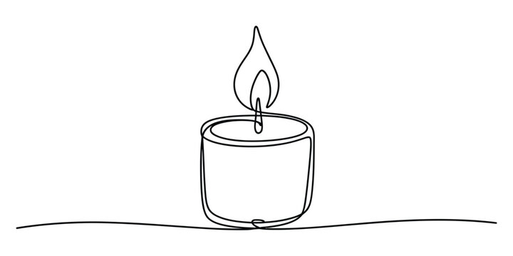 Continuous line drawing of a burning candle