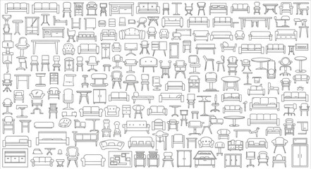 Collection of Furniture Icons and Symbols. © Ropu
