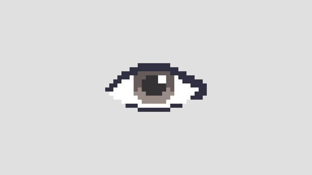 8-bit pixel art animation character chic black eye. looped animation 4k 30fps