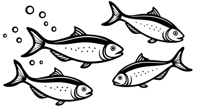 Three shiny hilsa fish swimming and playfully spla svg
