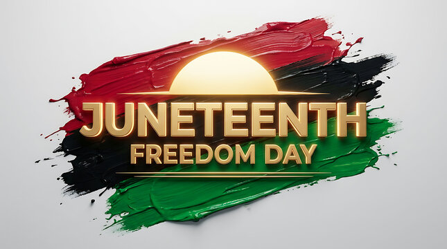 Juneteenth freedom day with pan-african colors and sunburst, african american