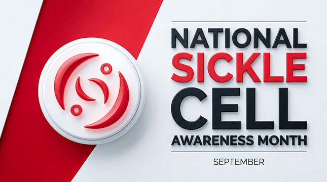 National sickle cell awareness month with red and white colors, blood disorder