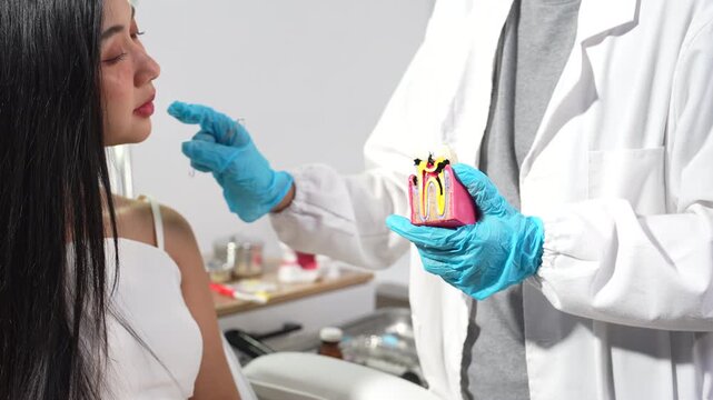 Dentist  examining oral health, dental checkup and treatment.