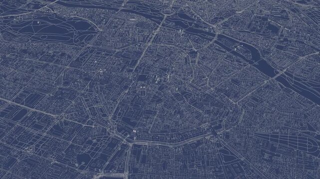 3D looped animation of city - Munich Germany