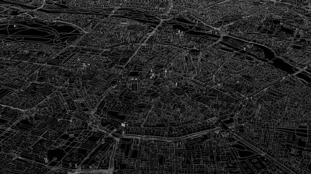 3D looped animation of city - Munich Germany