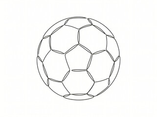 Naklejka premium Continuous Single Line Drawing of Football Soccer Ball Icon
