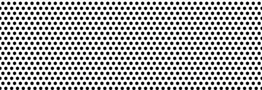 Seamless black hexagon dot pattern on white background with minimal geometric style, modern repeating texture for branding, packaging, wallpapers, fashion textiles, digital and print projects