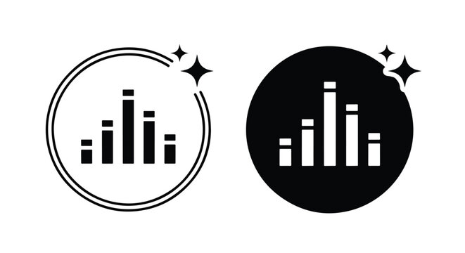 Bar chart graph inside circle icon - Solid vector icons - Clipart, sticker - icon set - Editable modern style icon