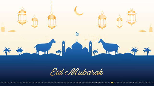 Eid ul Adha Happy Bakra holy festival of Islam Muslim wishing card.