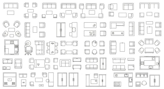 Collection of Architectural Floor Plans and Furniture Layouts.