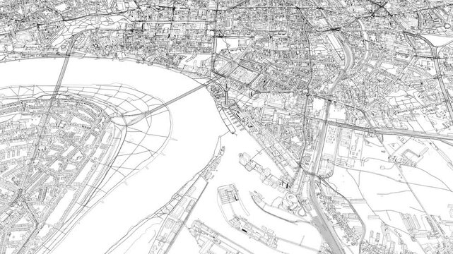 3D looped animation of city - Dusseldorf Germany