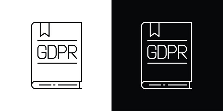 GDPR compliance icon illustration - graphic representation of general data protection regulation book