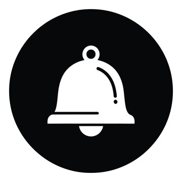 White bell icon with exclamation mark in black circle icon