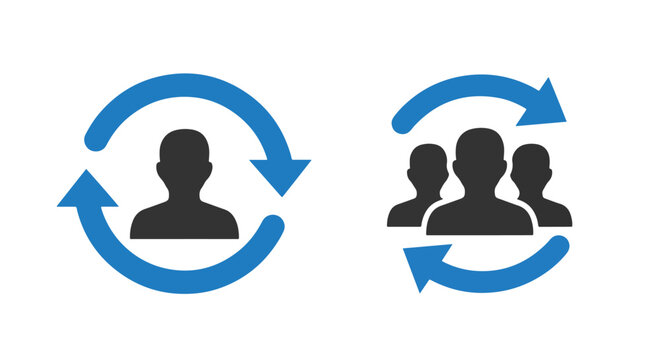 User team rotation feedback loop - Clipart, sticker - icon set - Line and glyph solid icon and logo template 