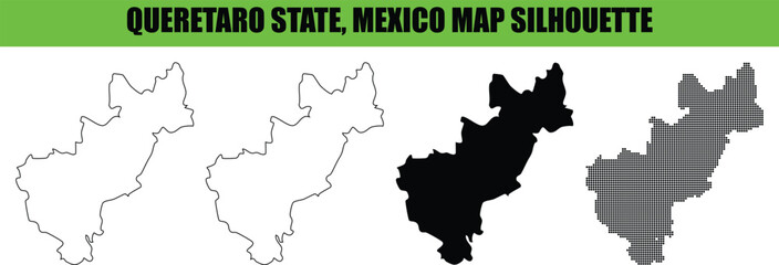 Obraz premium Queretaro state mexico map silhouette outline black white dotted collection design element isolated on transparent background for geography or educational projects.