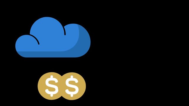 money coins falling down from cloud sky passive income financial goal animation HD 4K