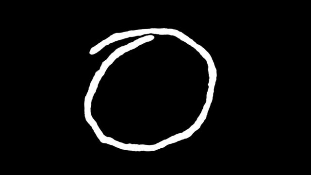 Hand draw oval frame circle animation, red circle drawing animation.  alpha channel