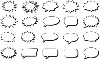 Fototapeta premium Speech bubble set, comic book style blank templates for text and communication.