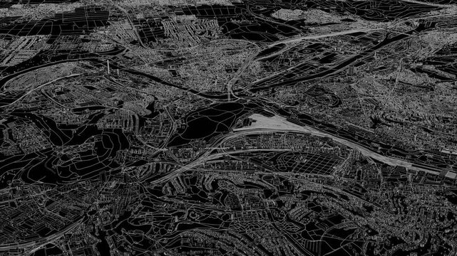 3D looped animation of city - Stuttgart Germany