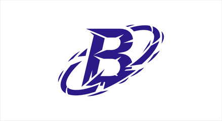 Dynamic Blue Letter B Logo with Energetic Swirls. © Firza