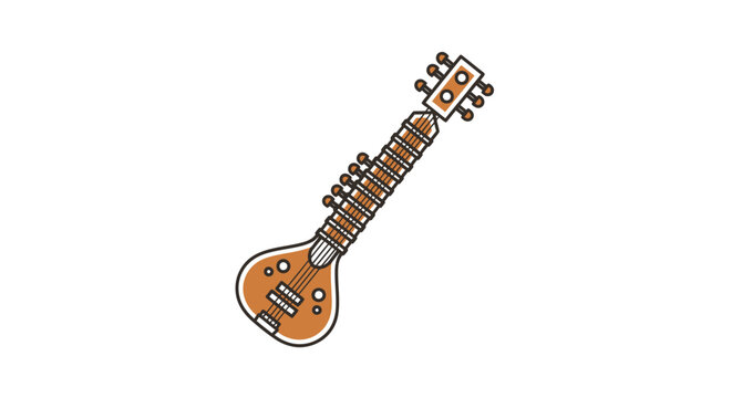 Illustration of a traditional Indian sitar string instrument.