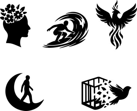 Symbolic Silhouette Collection &ndash; Minimal Black Vector Set