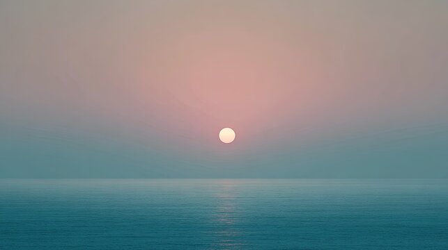 Pale sunset over still sea