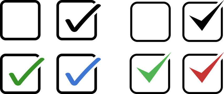 Checkbox with blank and checked checkbox vector icons set.