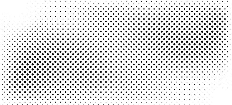 Dotted halftone texture background. Vanishing grunge gritty noise wallpaper. Monochrome pop art gradient overlay. Weathered pixelated raster comic backdrop. Vector bitmap fading subtle surface