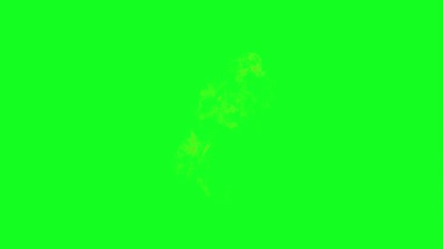 Small explosion animation on green screen chroma key background with realistic orange red flames burning intensely expanding horizontally for VFX video editing motion graphics professional 4k stock