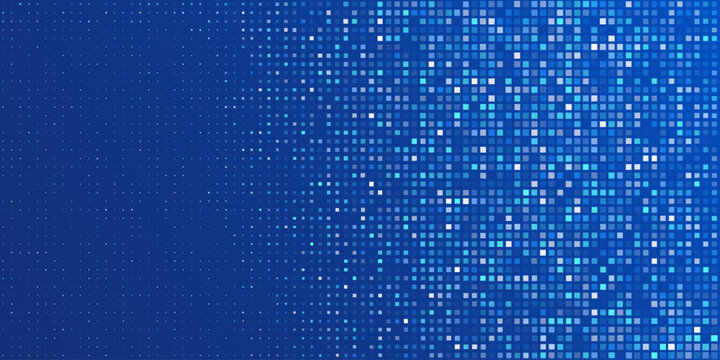 Blue Tech Finance Fintech Background Abstract Pixel Pattern. Abstract Business Tech Science Vector Backdrop.