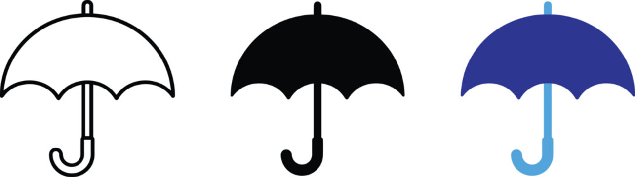 Simple Sun Shade Umbrella Vector Illustration Set for Summer Beach Holiday Designs